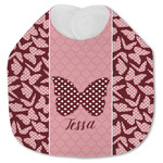 Polka Dot Butterfly Jersey Knit Baby Bib w/ Name or Text