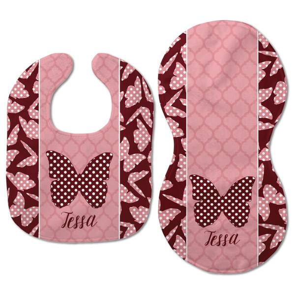 Polka Dot Butterfly Baby Bib & Burp Set - Approval (new bib & burp)