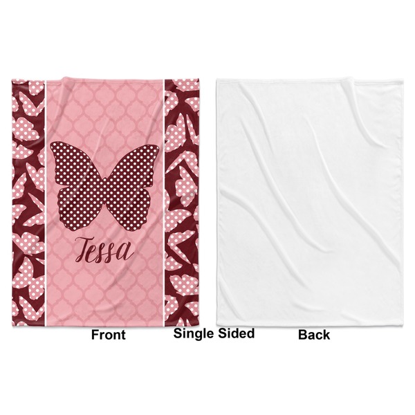 Polka Dot Butterfly Baby Blanket (Single Sided - Printed Front, White Back)