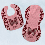 Polka Dot Butterfly Baby Bib & Burp Set w/ Name or Text