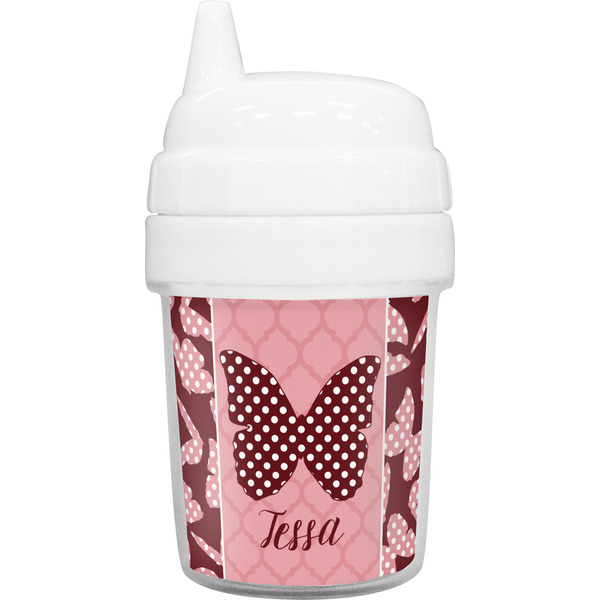 Custom Polka Dot Butterfly Baby Sippy Cup (Personalized)