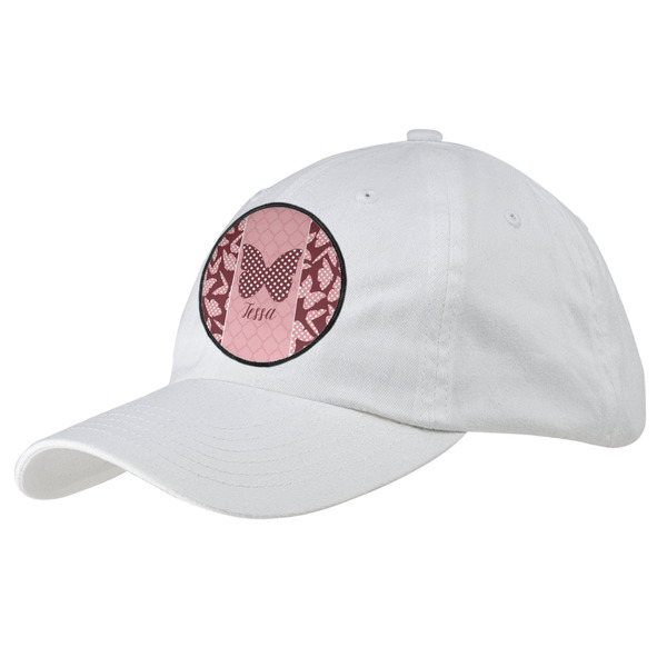 Custom Polka Dot Butterfly Baseball Cap - White (Personalized)