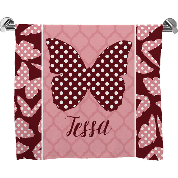 Custom Polka Dot Butterfly Bath Towel (Personalized)