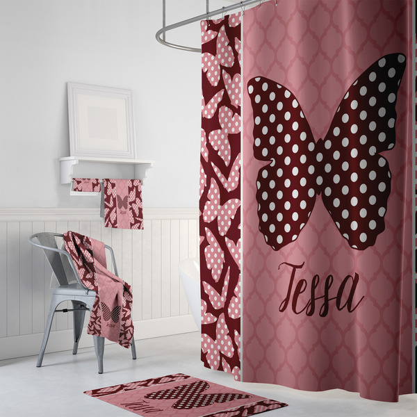 Polka Dot Butterfly Bath Towel Sets - 3-piece - In Context