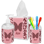 Polka Dot Butterfly Acrylic Bathroom Accessories Set w/ Name or Text