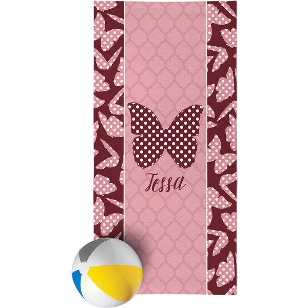 Custom Polka Dot Butterfly Beach Towel (Personalized)