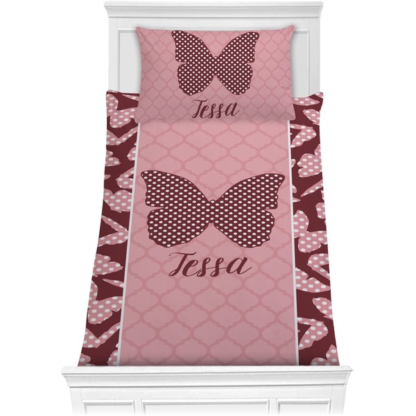 Custom Polka Dot Butterfly Comforter Set - Twin (Personalized)