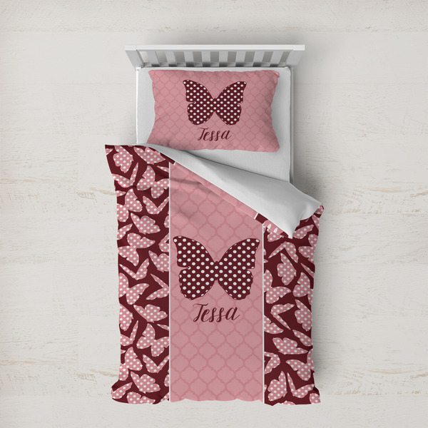 Custom Polka Dot Butterfly Duvet Cover Set - Twin XL (Personalized)