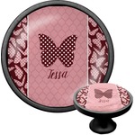 Polka Dot Butterfly Cabinet Knob (Black) (Personalized)
