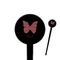 Polka Dot Butterfly 4" Round Plastic Food Picks - Black - Single Sided (Personalized)