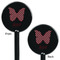 Polka Dot Butterfly Black Plastic 5.5" Stir Stick - Double Sided - Round - Front & Back