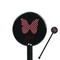 Polka Dot Butterfly Black Plastic 5.5" Stir Stick - Round - Closeup