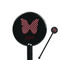 Polka Dot Butterfly 5.5" Round Plastic Stir Sticks - Black - Single Sided (Personalized)