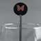 Polka Dot Butterfly Black Plastic 5.5" Stir Stick - Round - Main