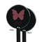 Polka Dot Butterfly Black Plastic 5.5" Stir Stick - Single Sided - Round - Front & Back