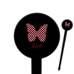 Polka Dot Butterfly 6" Round Plastic Food Picks - Black - Single Sided (Personalized)