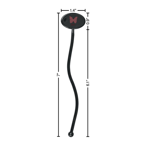 Polka Dot Butterfly Black Plastic 7" Stir Stick - Oval - Dimensions