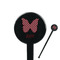 Polka Dot Butterfly Black Plastic 7" Stir Stick - Round - Closeup