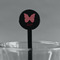 Polka Dot Butterfly Black Plastic 7" Stir Stick - Round - Main