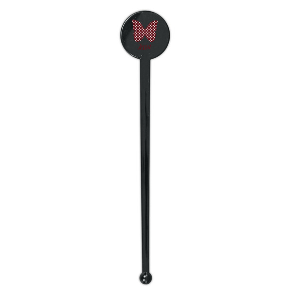 Polka Dot Butterfly Black Plastic 7" Stir Stick - Round - Single Stick