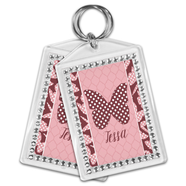Polka Dot Butterfly Bling Keychain - MAIN