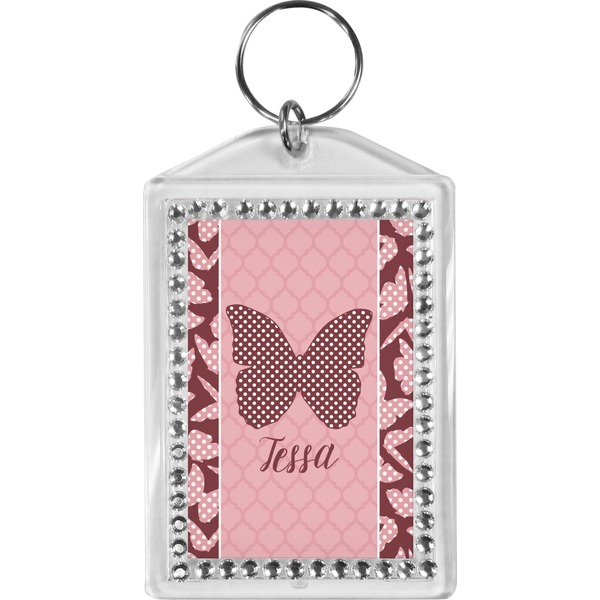 Custom Polka Dot Butterfly Bling Keychain (Personalized)