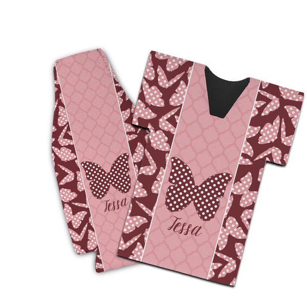 Custom Polka Dot Butterfly Bottle Cooler (Personalized)