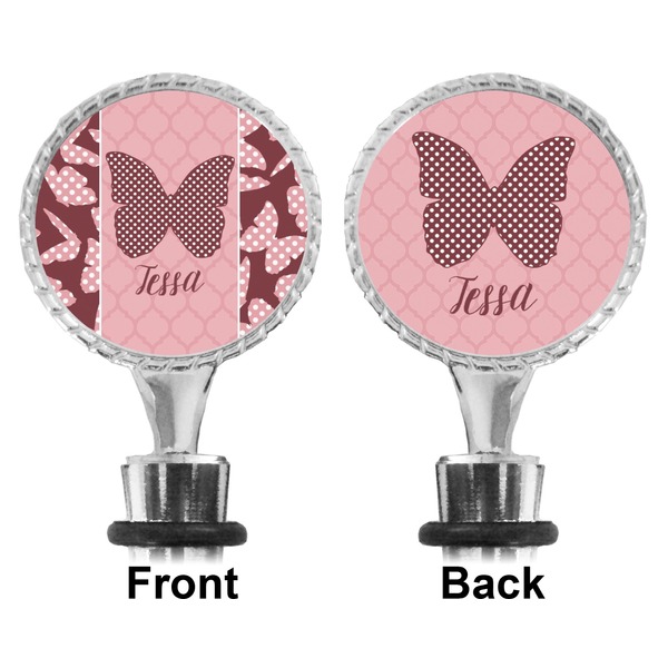 Polka Dot Butterfly Bottle Stopper - Front and Back