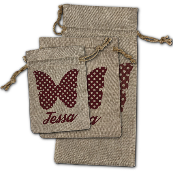Polka Dot Butterfly Burlap Gift Bags - (PARENT MAIN) All Three