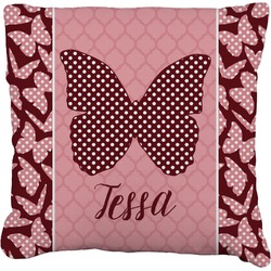 Polka Dot Butterfly Faux-Linen Throw Pillow 16" (Personalized)