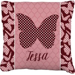 Polka Dot Butterfly Faux-Linen Throw Pillow 18" (Personalized)