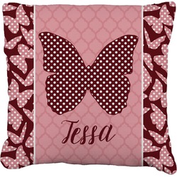 Polka Dot Butterfly Faux-Linen Throw Pillow 18" (Personalized)