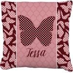 Polka Dot Butterfly Faux-Linen Throw Pillow 20" (Personalized)