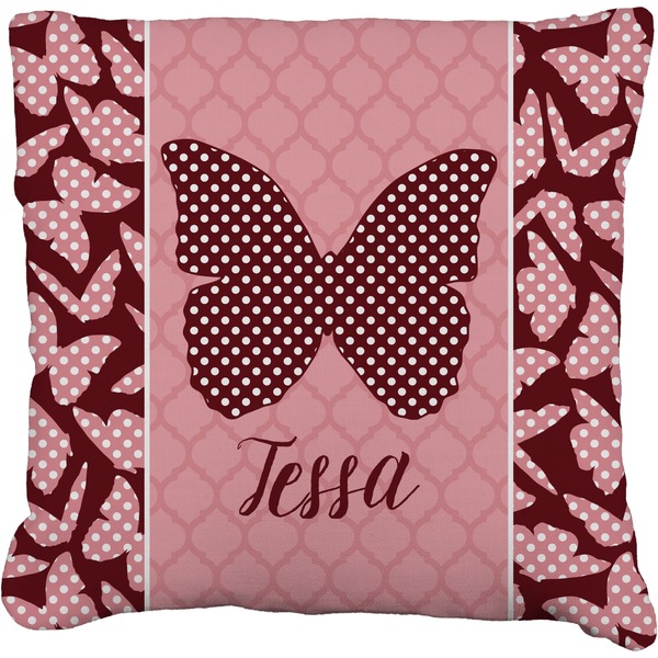 Custom Polka Dot Butterfly Faux-Linen Throw Pillow 20" (Personalized)