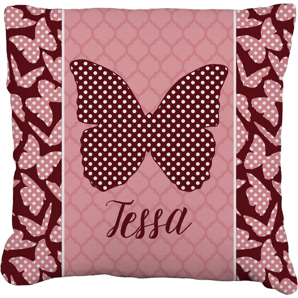 Custom Polka Dot Butterfly Faux-Linen Throw Pillow 26" (Personalized)