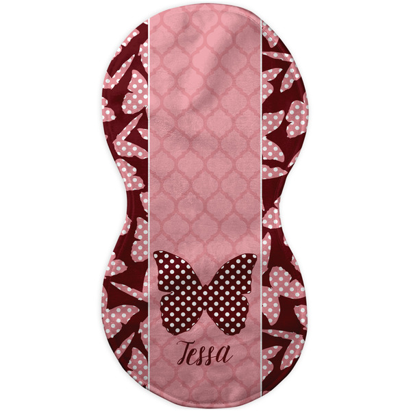 Polka Dot Butterfly Burp Peanut Shaped Flat