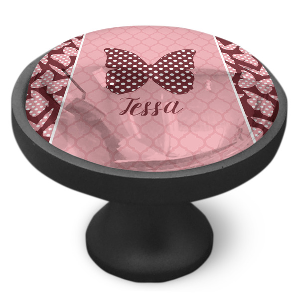 Polka Dot Butterfly Cabinet Knob - Black - Side