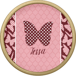 Polka Dot Butterfly Cabinet Knob - Gold (Personalized)