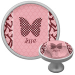 Polka Dot Butterfly Cabinet Knob (Silver) (Personalized)