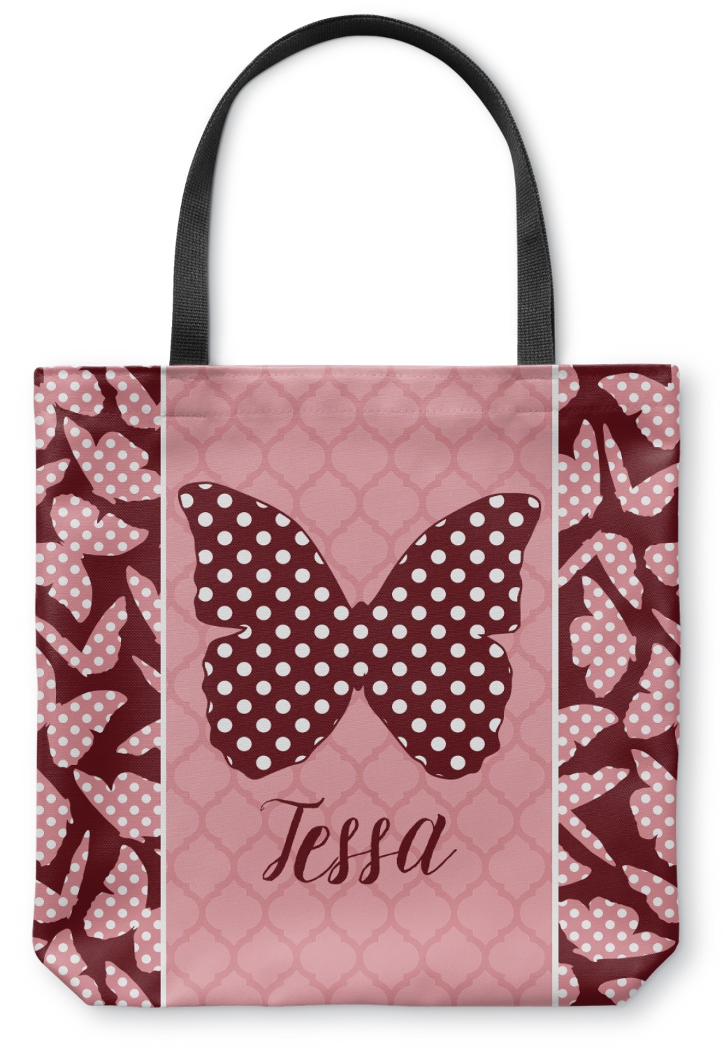 Polka Dot Butterfly Canvas Tote Bag - Small - 13&quot;x13&quot; (Personalized) - YouCustomizeIt