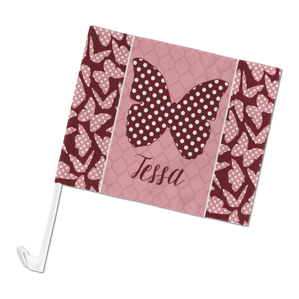 Custom Polka Dot Butterfly Car Flag - Large (Personalized)