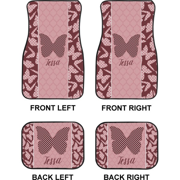 Polka Dot Butterfly Car Floor Mats Set (2F + 2B)