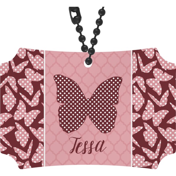 Custom Polka Dot Butterfly Rear View Mirror Ornament (Personalized)
