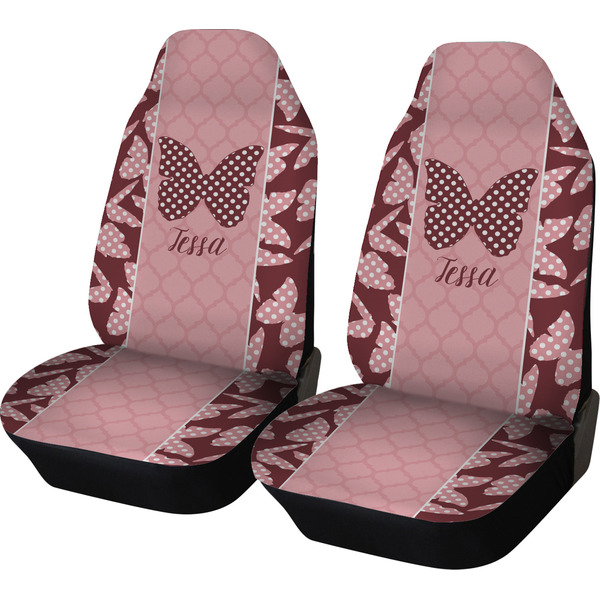 Custom Polka Dot Butterfly Car Seat Covers (Set of Two) (Personalized)