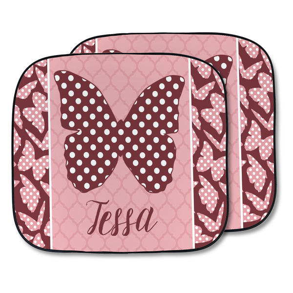 Custom Polka Dot Butterfly Car Sun Shade - Two Piece (Personalized)
