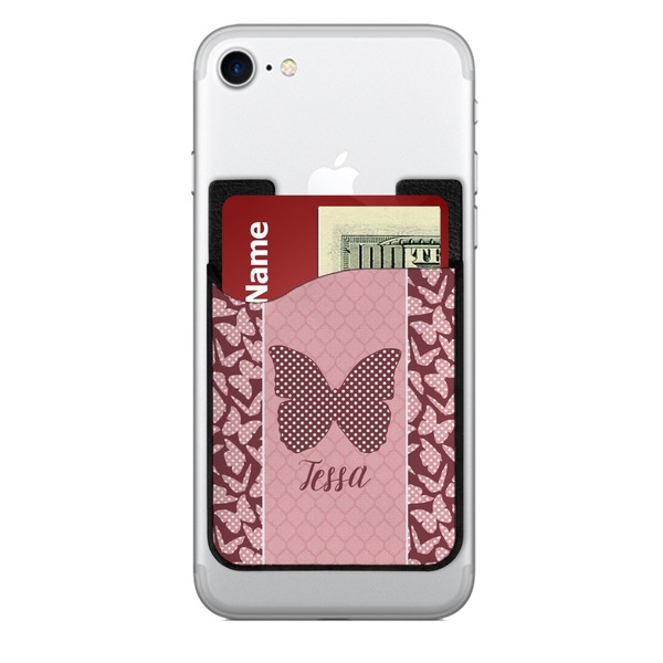 Custom Polka Dot Butterfly 2-in-1 Cell Phone Credit Card Holder & Screen Cleaner (Personalized)