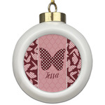 Polka Dot Butterfly Ceramic Ball Ornament (Personalized)