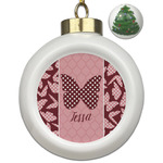 Polka Dot Butterfly Ceramic Ball Ornament - Christmas Tree (Personalized)