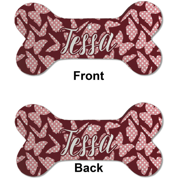 Polka Dot Butterfly Ceramic Flat Ornament - Bone Front & Back (APPROVAL)