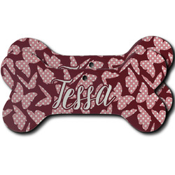 Polka Dot Butterfly Ceramic Dog Ornament - Front & Back w/ Name or Text